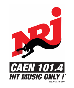 Logo de NRJ Caen, partenaire de Zomb'in The Dark, la course d'orientation en territoire zombie près de Caen. Fréquence : 101.4.